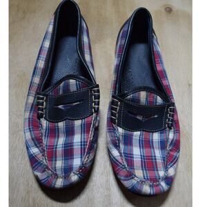Bass Weejuns Plaid Leather Trim Penny Loafers Men’s 9.5 D Classic Preppy Shoe